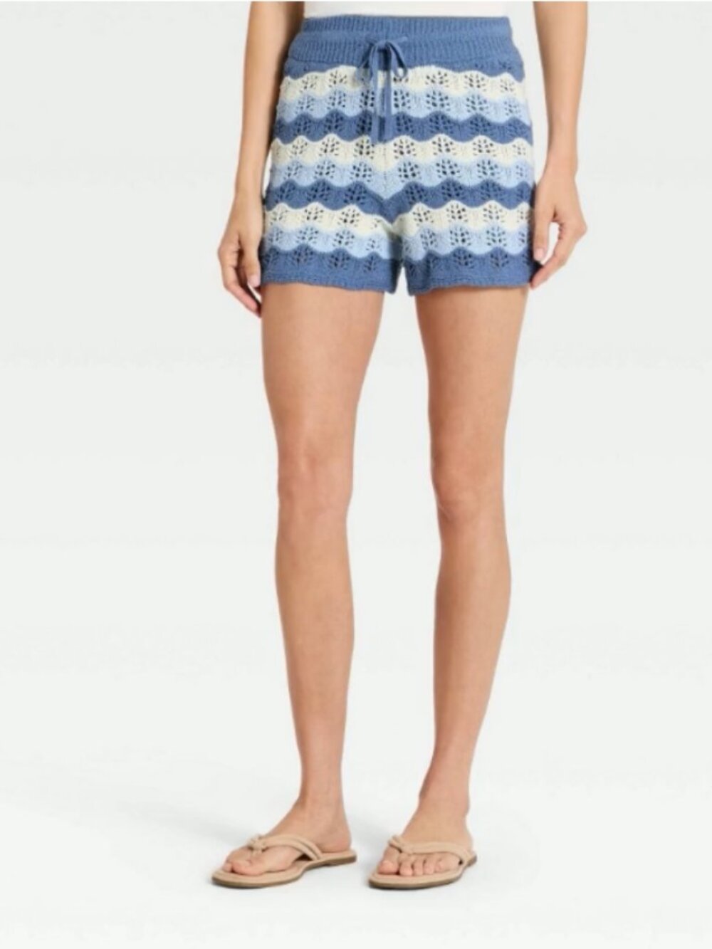 Women's High-Rise Sweater Shorts - Universal Thread Navy Blue Striped XL